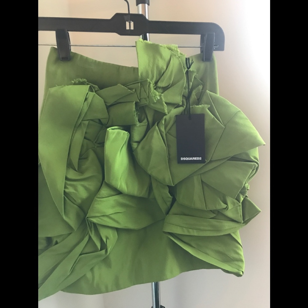 DSQUARED2 Silk Mini Skirt With Ruffle Trim